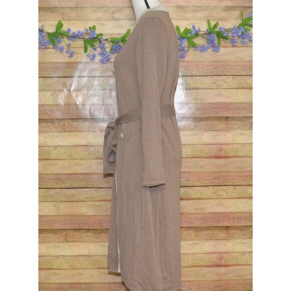 Cabi Ladies Brown Button Up Long Sleeve Midi Sweater Cardigan Shift Dress Size L - Picture 5 of 9